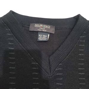 MURANO Italia sweater Mens XLT TALL Vneck wool acrylic long sleeve black